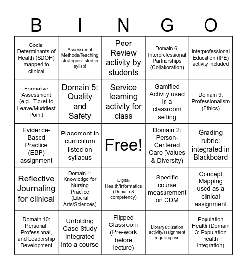 Curriculum Bonanza Bingo Card
