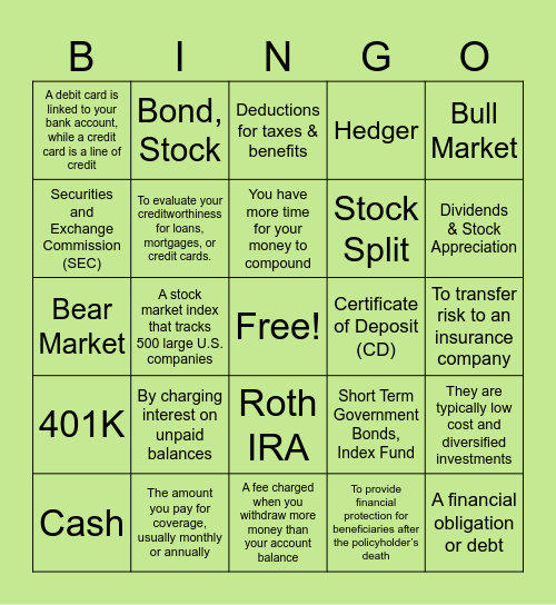 Final Exam Review: Unit 3 - Unit 4 Bingo Card
