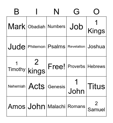 Bible Bingo Card