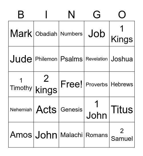Bible Bingo Card