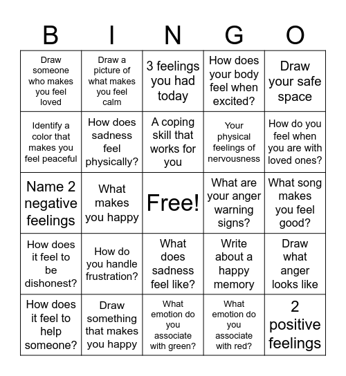 Emotions Bingo Card