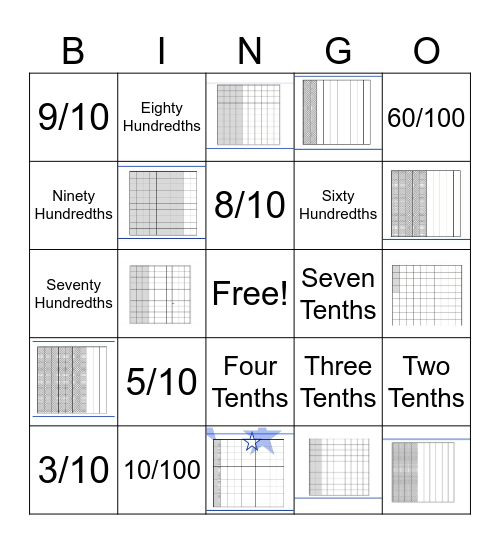 Decimal Fractions Bingo Card