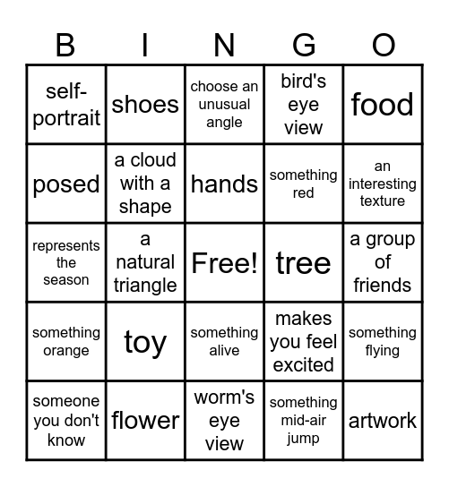 photography: Bingo Card