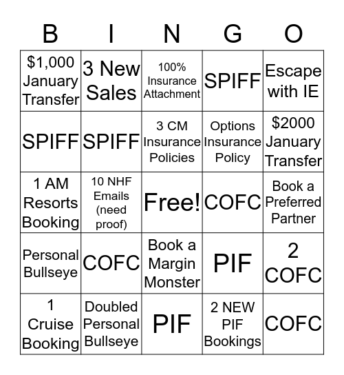 January EOM Tailgate BINGO! Bingo Card