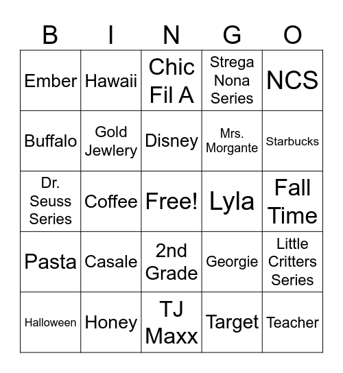 Casale Bingo Card