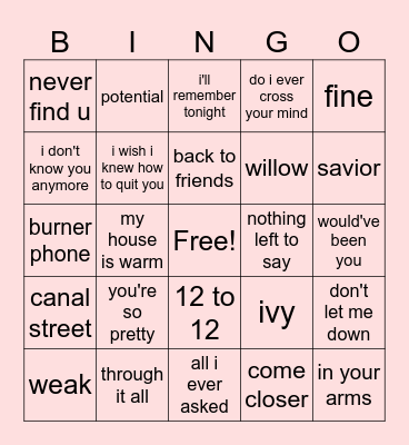 Sombrcord Bingo Card