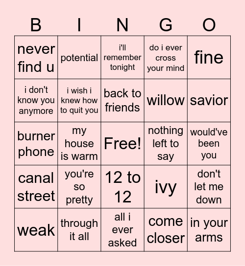 Sombrcord Bingo Card