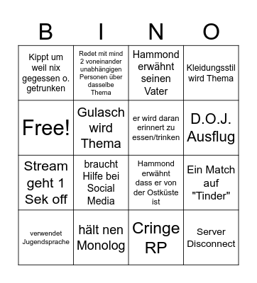 Allgemeines Hammond RP Bingo Card