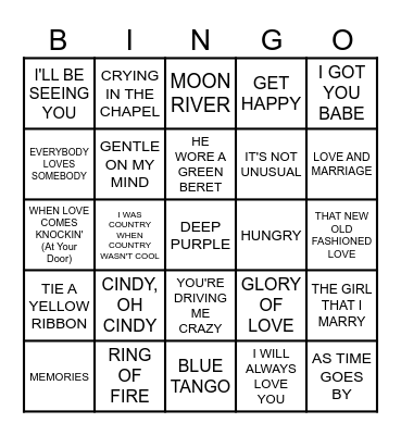 MB #104  -  TV SINGERS Bingo Card