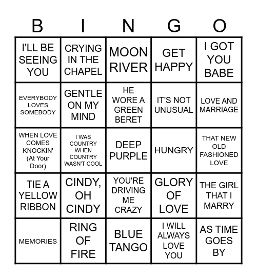 MB #104  -  TV SINGERS Bingo Card