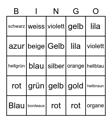 Farben Bingo Card