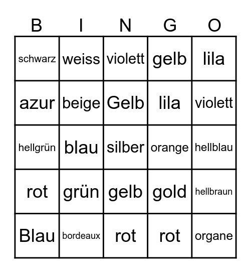 Farben Bingo Card