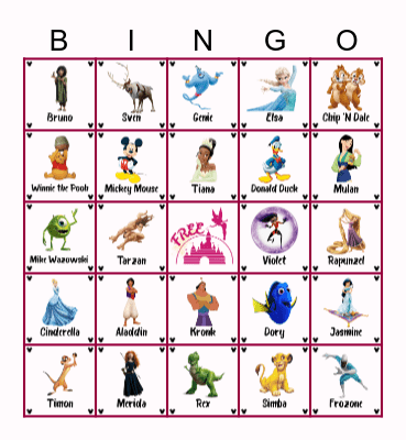 Disney B Bingo Card