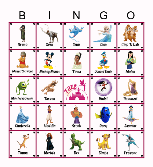 Disney B Bingo Card