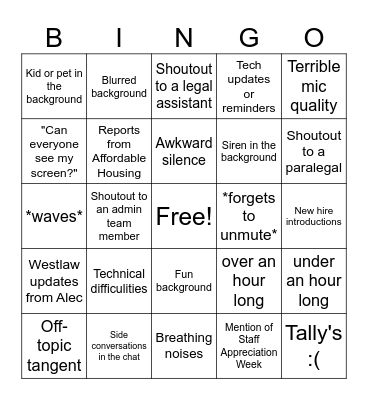 Untitled Bingo Card