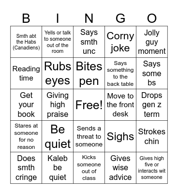 Mr.K bingo pt.3 Bingo Card