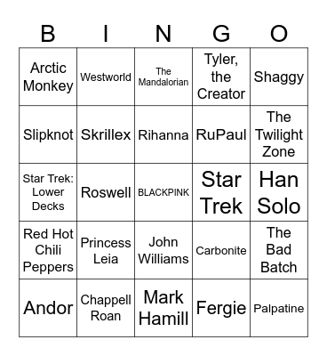 Sci-Fi Bingo Card