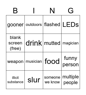 omegle bingo Card