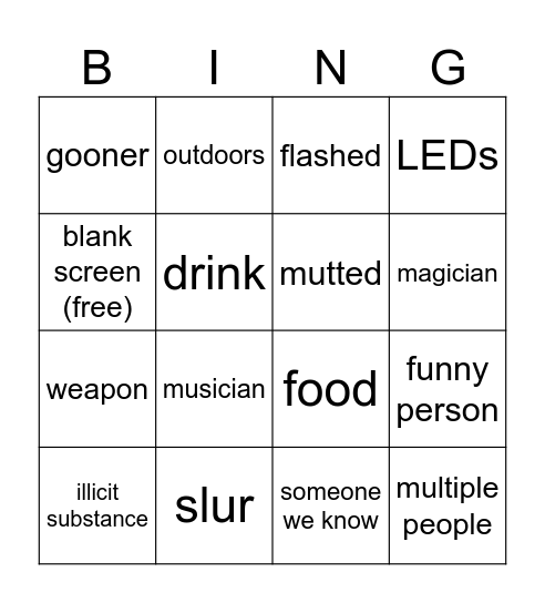 omegle bingo Card