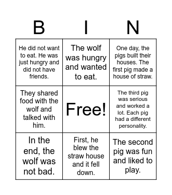 Los tres Cerditos Bingo Card