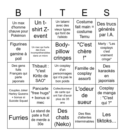 Bingo Geek Days a la c*n Bingo Card