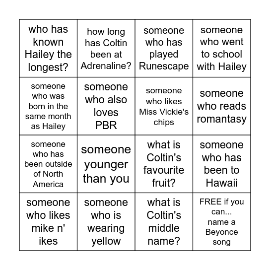 Hailey & Coltin's Engagement Party 2026 Bingo Card