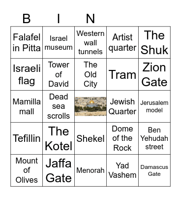 Jerusalem Bingo Card