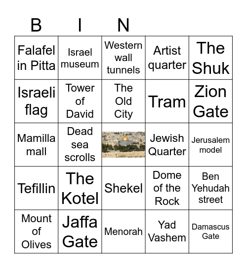 Jerusalem Bingo Card