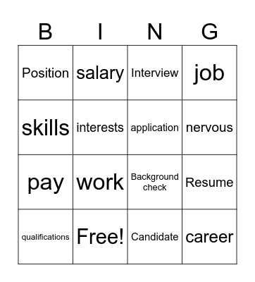 Interviwew Bingo Card