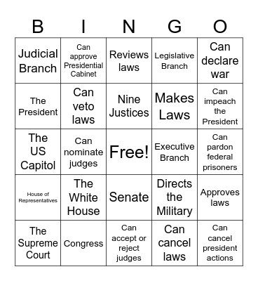 Government Bingo Card