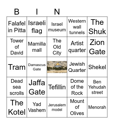 Jerusalem Bingo Card