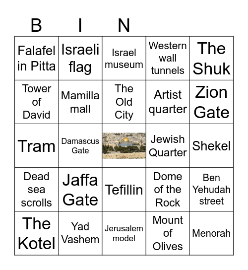 Jerusalem Bingo Card