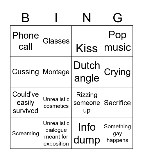 Movie Tropes - Ashi/Maya 2 Bingo Card