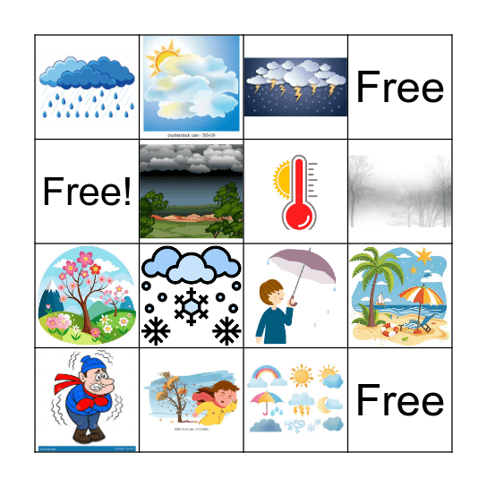 El Tiempo/El Clima Bingo Card