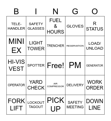 SAFETY WEEK BINGO Card