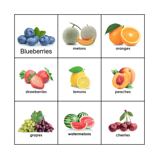 FRUIT BINGO Card