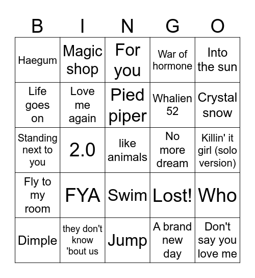 @ Bingo Card