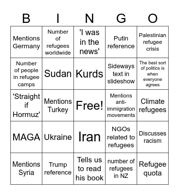 LEGAL 106 Bingo 7/5 Bingo Card
