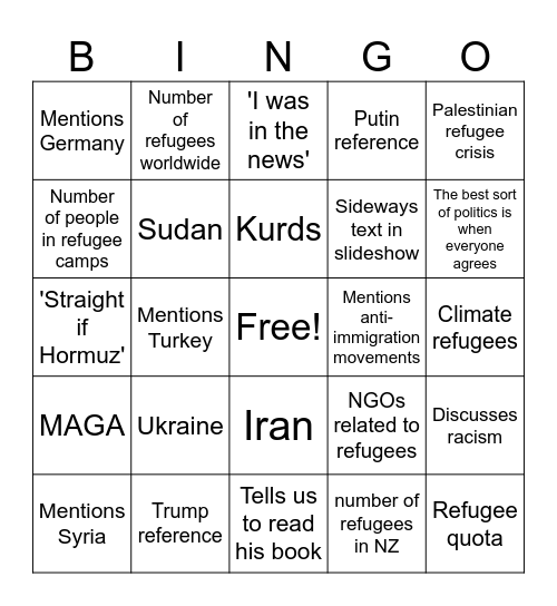 LEGAL 106 Bingo 7/5 Bingo Card