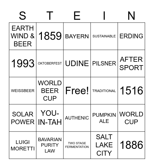 Beer Bingo Card