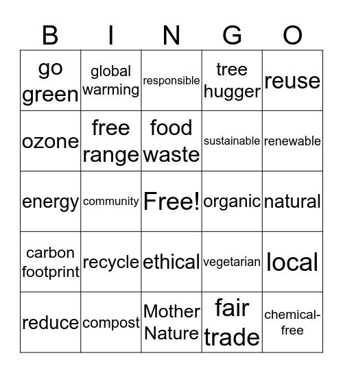 Eco Bingo! Bingo Card