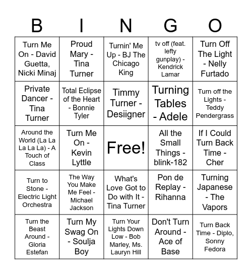 Mixtape Bingo! Bingo Card