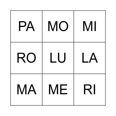 LOTERIA DE SILABAS Bingo Card