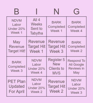 MAY BINGO Card