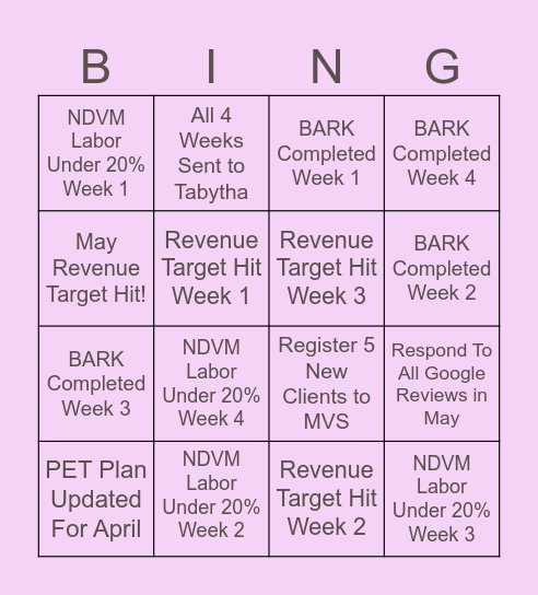 MAY BINGO Card