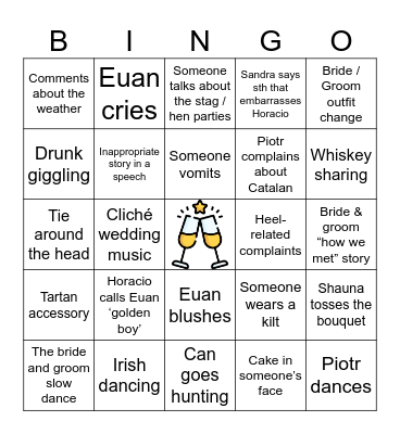 Euan & Shauna's Wedding Bingo Card