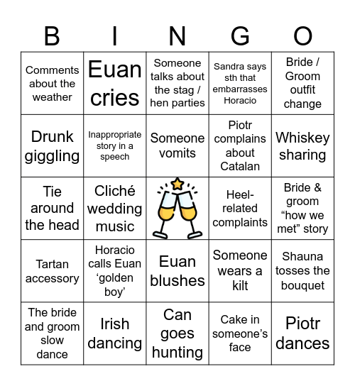 Euan & Shauna's Wedding Bingo Card