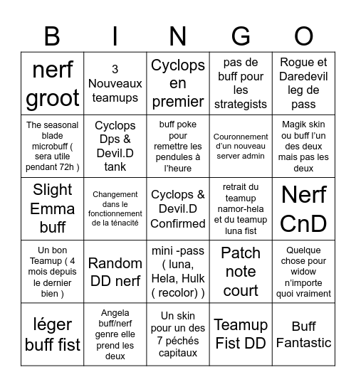 Nonchalant Bingo t’as capté Bingo Card