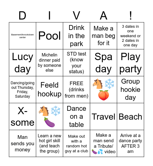 Villain Girl Summer Bingo Card