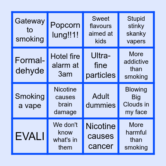 Vaping BS Bingo! Bingo Card
